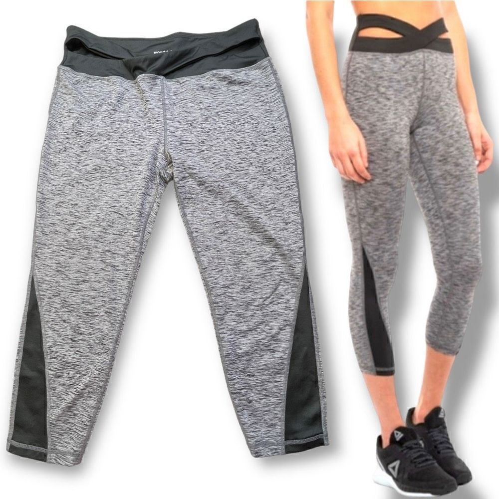 Manduka Cut-Out Capri Heather Grey leggings XL Yoga Workout Gym